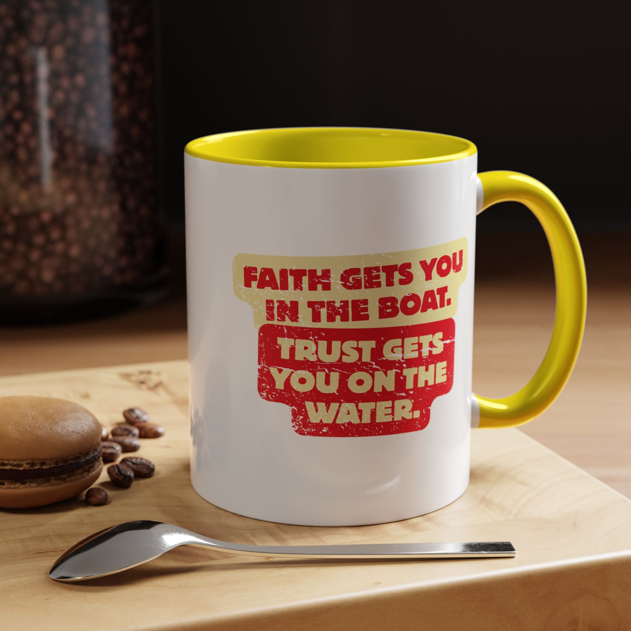 Coffee Mug — Faith Gets You in the Boat, Trust Gets You on the Water (Religious Inspirational)