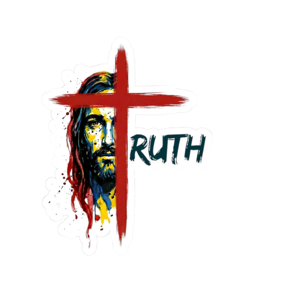 Jesus Cross Sticker — 'Truth' Faith Kiss-Cut Vinyl Sticker